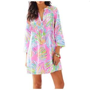 Lilly Pulitzer Sarasota Tunic M Pink Shellabrate Pintuck Beach Resort Dress